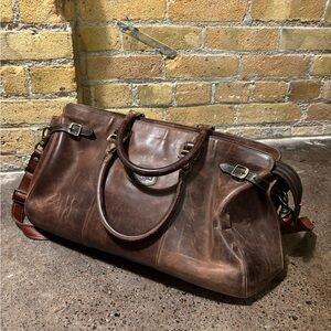 Oroton Rich Brown Leather Duffel / Weekend Bag Luxe